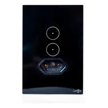 Interruptor Touch Tok Glass 2 Pad Preto+tomada 4x2 Foto mini 2