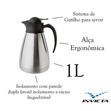 Invicta Garrafa Térmica Aço Inox Bule Wave 1 Litro Foto mini  2