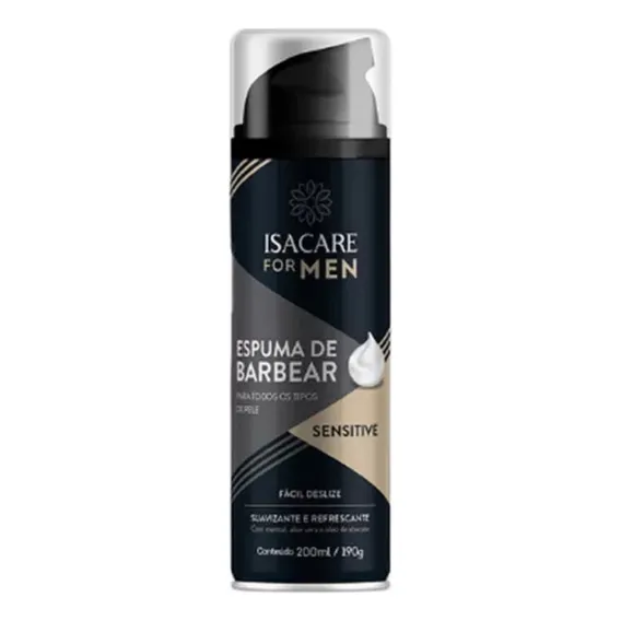 Isacare For Men Espuma Barbear Sensitive Fácil Deslize 200ml Foto 1