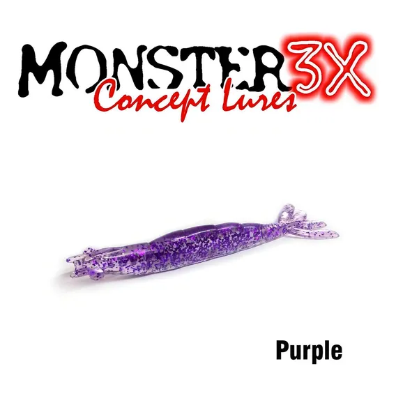 Isca Artificial Soft Monster 3x X-solid (8 Cm) - 5 Unidades Cor Cor - Purple Foto 1