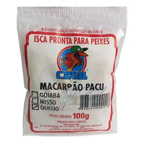 Isca Macarrão Ceva 100g - Sabor Pacu - Mel Banana Amendoim Foto 1