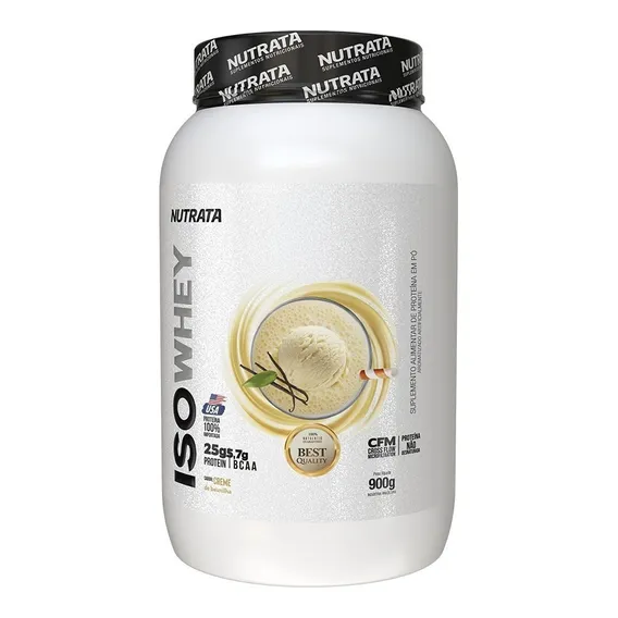 Iso Whey 900g Nutrata - Whey Protein Isolado Puro Sabor Baunilha Foto 1