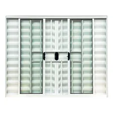 Janela Alumínio Branco 6 Folhas - 1,00x1,20m C/ Grade Foto  mini 1