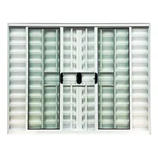 Janela Alumínio Branco 6 Folhas - 1,00x1,50m C/ Grade Foto  mini 1
