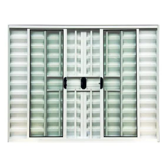 Janela Alumínio Branco 6 Folhas - 1,00x1,50m C/ Grade Foto 1