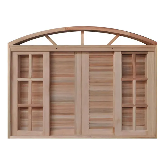 Janela De Madeira Veneziana 120x120cm 6 Folhas Em Arco Rodam Foto 1