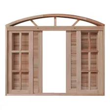 Janela De Madeira Veneziana 120x120cm 6 Folhas Em Arco Rodam Foto mini 2