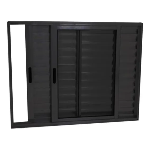 Janela Veneziana 3f L25 AlumÃnio Preto 100 X 150 Embor. S/g Foto 1
