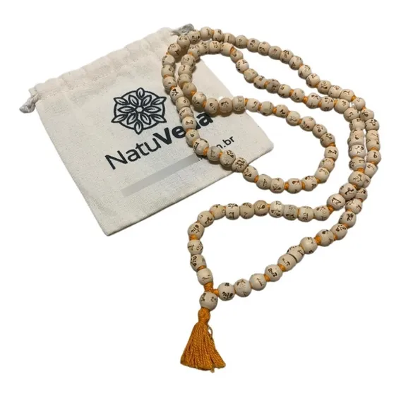 Japamala Colar De Neem Mantra 108 Contas Da Índia Cor Laranja Foto 1