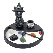 Jardim Zen Japonês Estátua Gato Bruxo + Caldeirão Céu Prata Foto mini 4