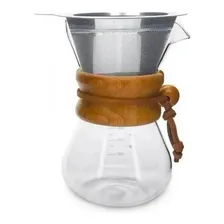 Jarra Café Filtro E Colar Madeira Alça Couro 400ml Foto mini 1