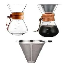 Jarra Café Filtro E Colar Madeira Alça Couro 400ml Foto mini 4