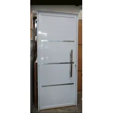 JCS Esquadrias Porta Lambril Com Travessas Brilhante 210x90-aluminio L25 Cor Branco Foto mini  2