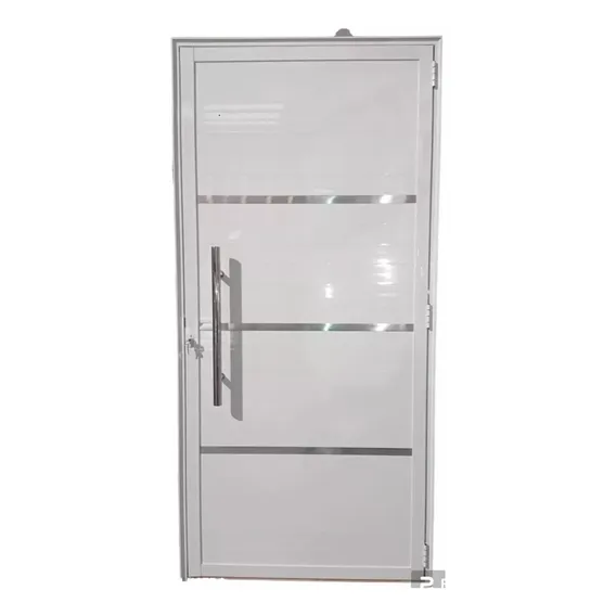 JCS Esquadrias Porta Lambril Com Travessas Brilhante 210x90-aluminio L25 Cor Branco Foto 1