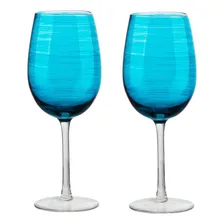 Jg 02 Tacas Para Vinho Joy Em Vidro 485ml Azul Turquesa Foto mini 1