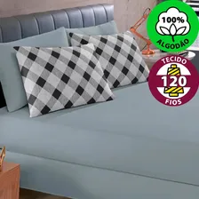 Jg Lençol Solteiro 2pç Estampado 100% Algodão Cinza Buettner Foto mini  3