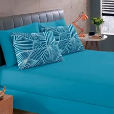 Jg Lençol Solteiro 2pç Estampado 100% Algodão Azul Buettner Foto mini 1