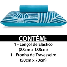 Jg Lençol Solteiro 2pç Estampado 100% Algodão Azul Buettner Foto mini 2