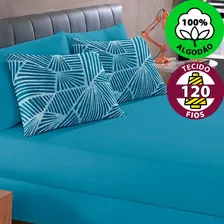 Jg Lençol Solteiro 2pç Estampado 100% Algodão Azul Buettner Foto mini 3