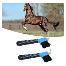 Jiawu Ferramenta De Limpeza De Casco De Cavalo De Plástico De Aço Inoxidável, Escova De Casco De Cavalo Azul, Limpeza Eficiente, Conveniente Para Casa, 2 Unidades Foto mini  2