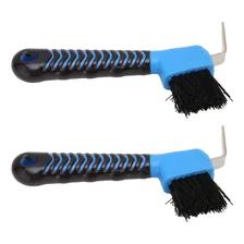 Jiawu Ferramenta De Limpeza De Casco De Cavalo De Plástico De Aço Inoxidável, Escova De Casco De Cavalo Azul, Limpeza Eficiente, Conveniente Para Casa, 2 Unidades Foto  mini 1