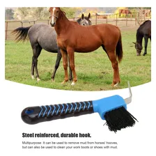 Jiawu Ferramenta De Limpeza De Casco De Cavalo De Plástico De Aço Inoxidável, Escova De Casco De Cavalo Azul, Limpeza Eficiente, Conveniente Para Casa, 2 Unidades Foto mini  3