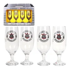 Jogo 04 Taças De Cerveja Em Vidro 300ml Corinthians - Allmix Foto mini 2