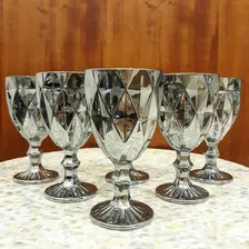 Jogo 06 Taças Diamond 325ml Cinza Lyor Cor Cinza metaliz Foto  mini 1