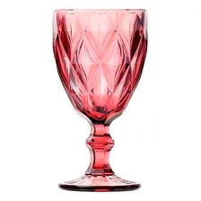 Jogo 10 Taça De Vidro Diamond Diamante Rosa 300ml Class Home Foto mini 2