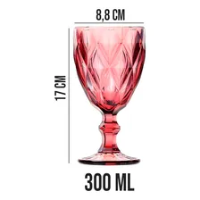 Jogo 10 Taça De Vidro Diamond Diamante Rosa 300ml Class Home Foto mini 3
