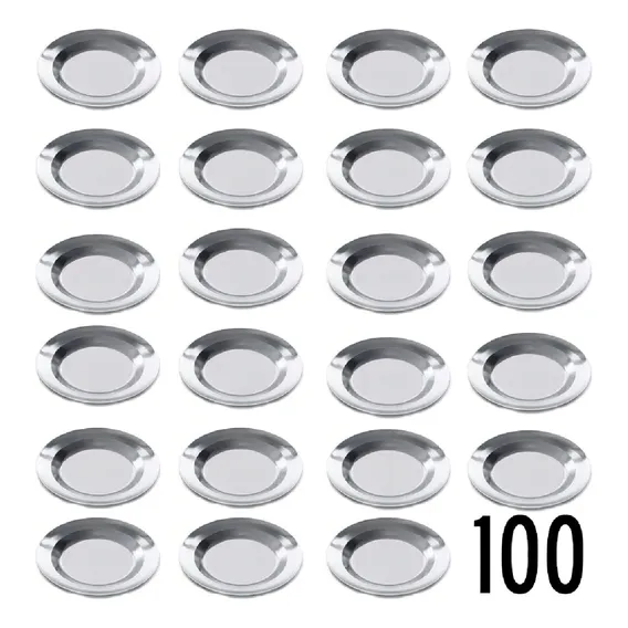 Jogo 100 Pratos Merenda Escolar De AlumÃnio Reforçado Foto 1