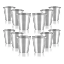 Jogo 12 Copos De Aluminio Polido Resistente 250ml Foto  mini 1