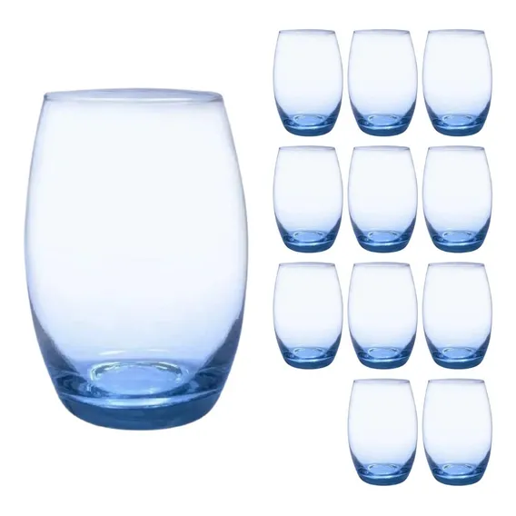 Jogo 12 Copos Grandes Bellagio Redondo 450ml Azul Foto 1