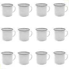 Jogo 12 Mini Canecas Esmaltadas 5cm Branca Retr么 Rustico Cor Branco Foto mini 3
