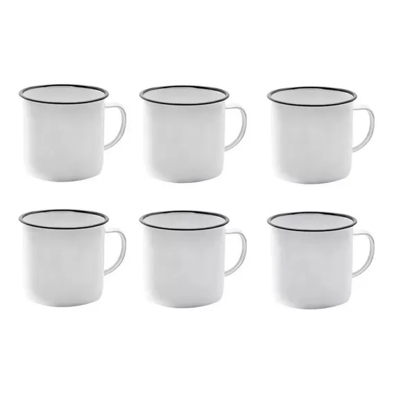Jogo 12 Mini Canecas Esmaltadas 5cm Branca Retr么 Rustico Cor Branco Foto 1