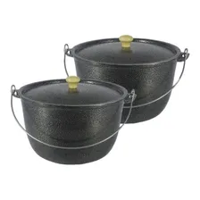 Jogo 2 CaldeirÔes Aluminio Batido Craqueado Preto Com Alça Foto mini 1