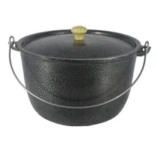 Jogo 2 CaldeirÔes Aluminio Batido Craqueado Preto Com Alça Foto mini 3