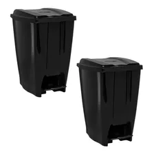 Jogo 2 Cesto Lixo Grande 40l Preto Lixeira Multiuso 3074 Foto  mini 1