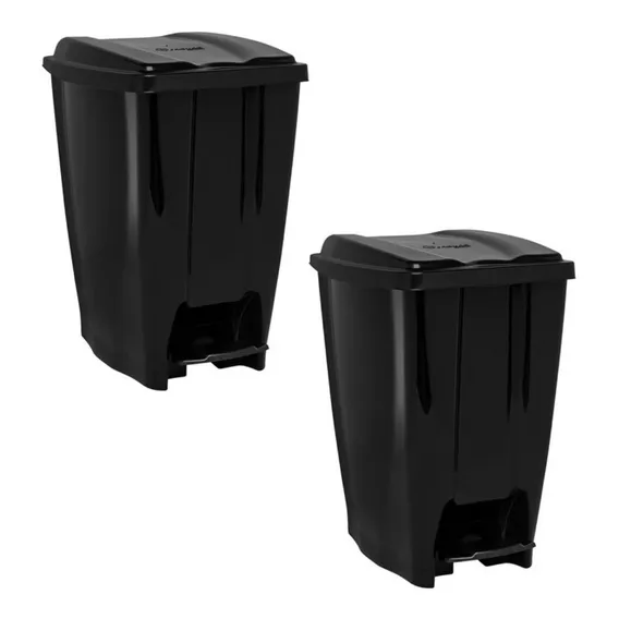 Jogo 2 Cesto Lixo Grande 40l Preto Lixeira Multiuso 3074 Foto 1