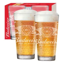Jogo 2 Copos Vidro Para Chopp Cerveja Budwesier 415 Foto  mini 1