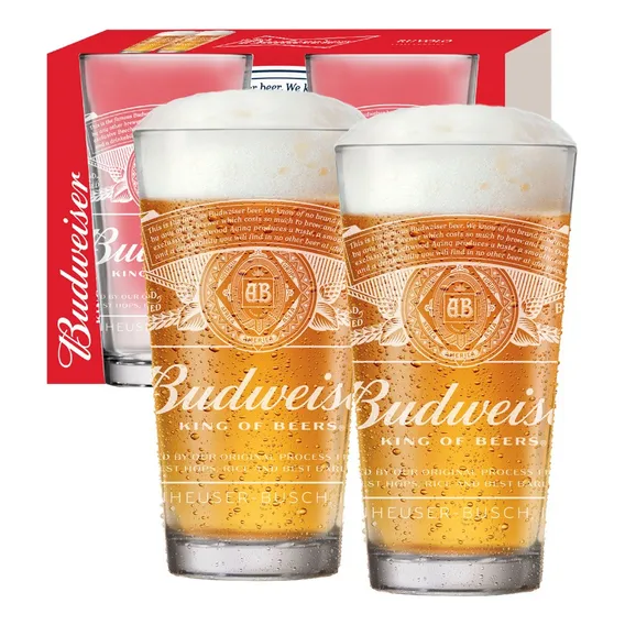 Jogo 2 Copos Vidro Para Chopp Cerveja Budwesier 415 Foto 1