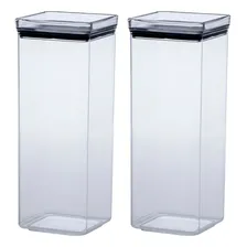 Jogo 2 Potes Herméticos Empilháveis Quadrados - 2200ml Foto mini 1