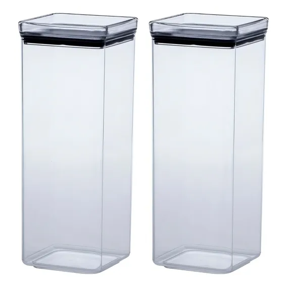 Jogo 2 Potes Herméticos Empilháveis Quadrados - 2200ml Foto 1