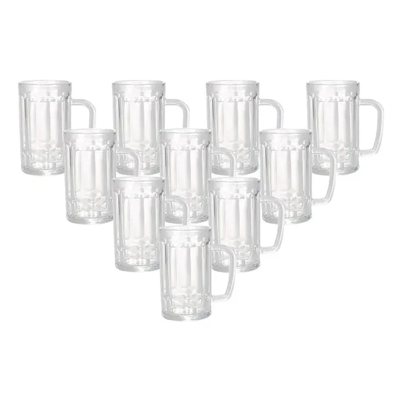 Jogo 20 Caneca De Vidro 375ml Robusta Com Alça Cerveja Chopp Foto 1