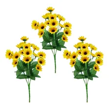 Jogo 3 Buquês Mini Girassol 22 Flores Artificial Prime Foto  mini 1