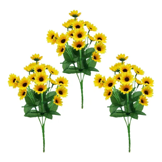 Jogo 3 Buquês Mini Girassol 22 Flores Artificial Prime Foto 1