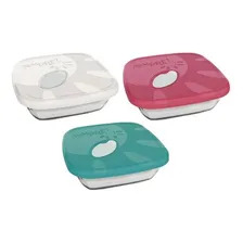 Jogo 3 Potes De Vidro Assadeira Marinex Sempre 730ml Cores Foto mini 1