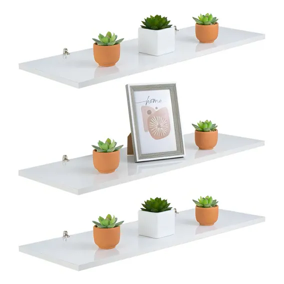 Jogo 3 Prateleiras Lisas Mdf Kit 30x10cm Suporte Invisivel Foto 1