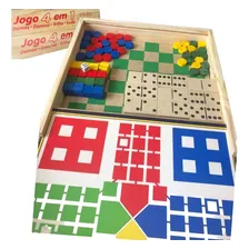 Jogo 4 Em 1 Jogos Dama Trilha Ludo Dominó Em Cx De Madeira Foto mini  3