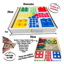 Jogo 4 Em 1 Jogos Dama Trilha Ludo Dominó Em Cx De Madeira Foto mini 4